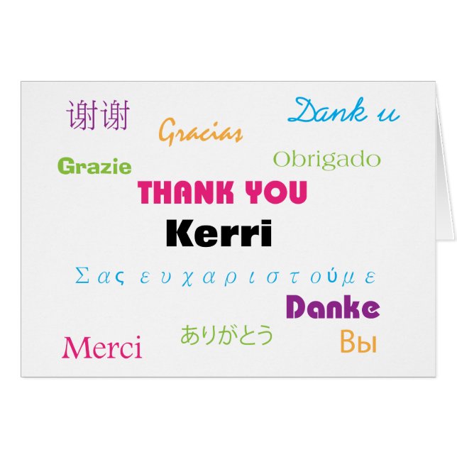 Merci dans plusieurs langues Coloré Personnaliser (Devant horizontal)