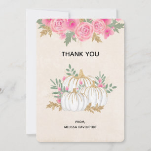 Merci d'aquarelle Citrouille blanc et or