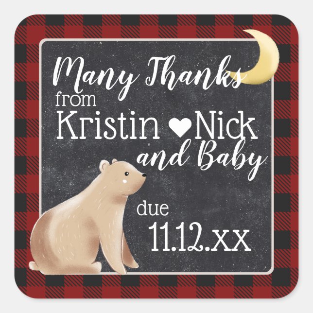 Merci d'attente rapide Favor Sticker Buffalo Plaid (Devant)