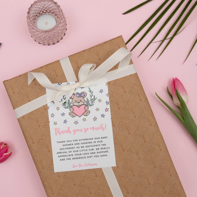Merci de Baby shower à thème de l'ours rose (Créateur téléchargé)