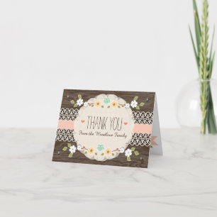 MERCI DE BABY SHOWER BOHO FLORAL ROUSTIQUE BLANC