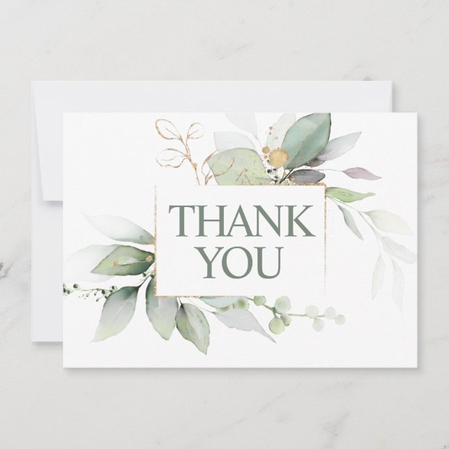 Merci de BABY SHOWER d'aquarelle de couronne verte (Devant)