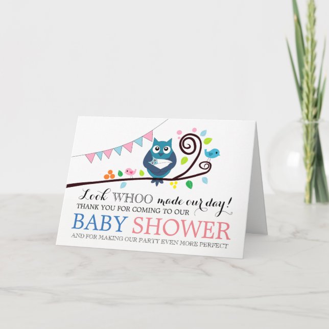 Merci de Baby shower de Chouette lunaire (Devant)