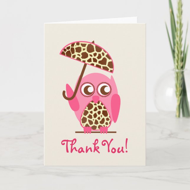 Merci de Baby shower de girafe pour hibou d'impres (Devant)