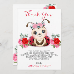 Merci de Baby shower de petite fille Ladybug