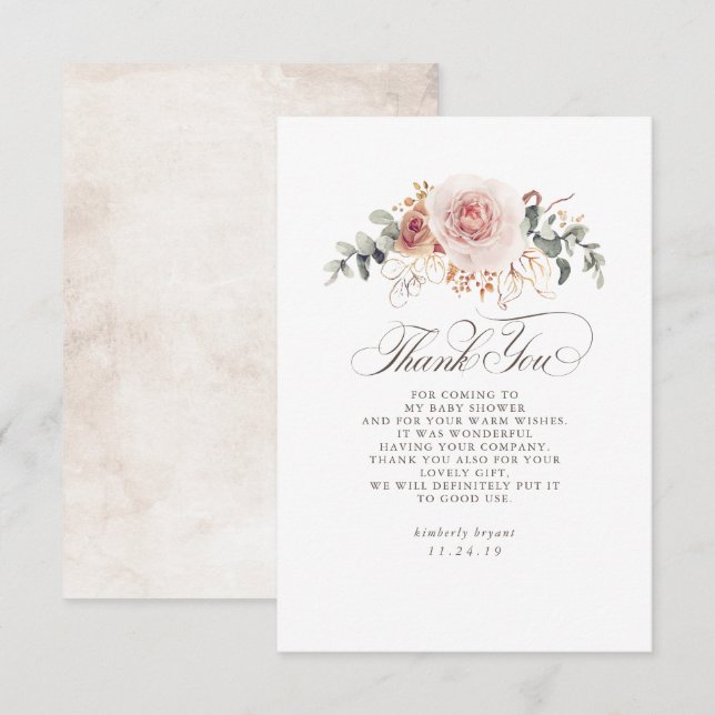 Merci de Baby shower de terre rose (Devant / Derrière)