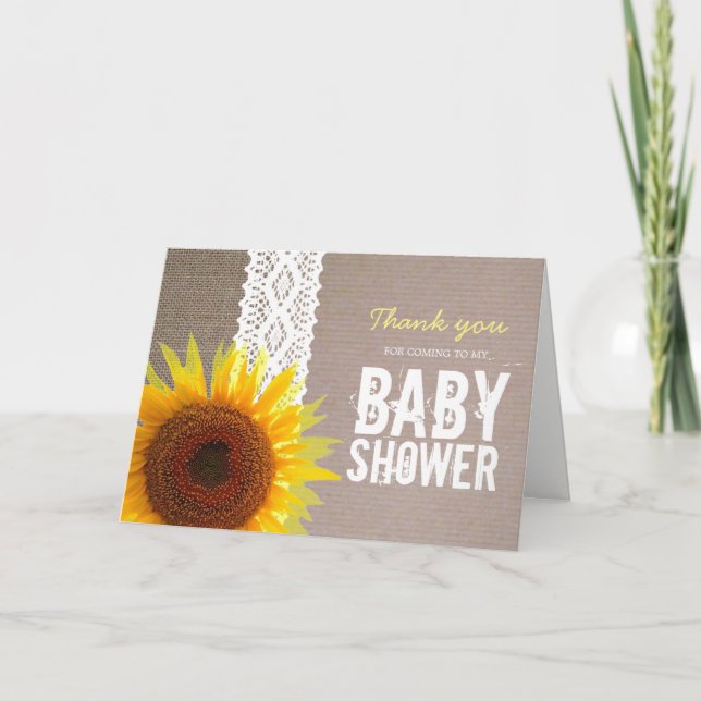 Merci de baby shower de toile de jute et de (Devant)