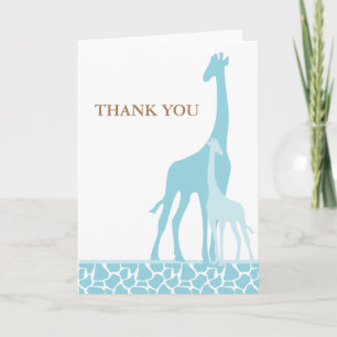 Merci de Baby shower des Giraffes bleues