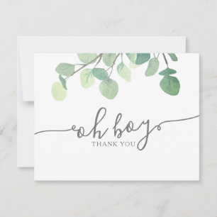 Merci de Baby shower Eucalyptus vert moderne