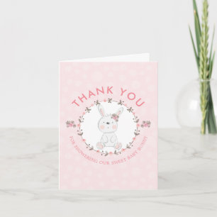 Merci de Baby shower Floral Lapin Doux