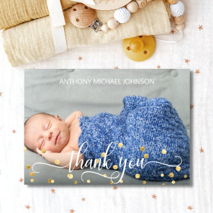 Merci de Baby shower Gold BOY PHOTO + TEXTE