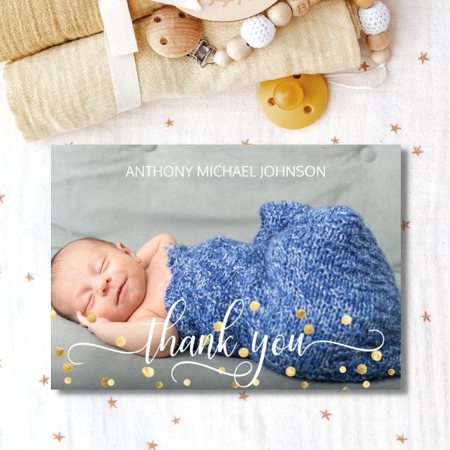 Merci de Baby shower Gold BOY | PHOTO + TEXTE (Créateur téléchargé)