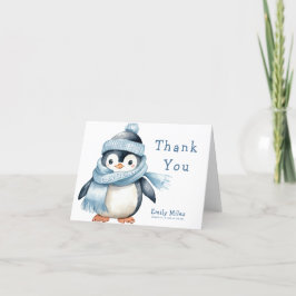 Merci de Baby shower pour garçon d'hiver Penguin