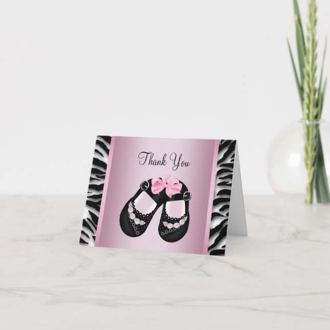Merci de Baby shower rose Zebra (Devant)