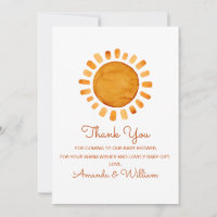 Merci de Baby shower solaire aquarelle