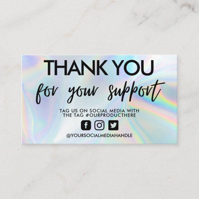 Merci de calligraphie holographique Carte de visit (Devant)