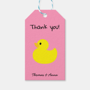 Merci de canard jaune, étiquettes cadeaux couleur