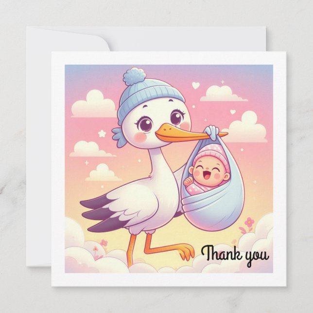 Merci de carte plat baby shower (Devant)