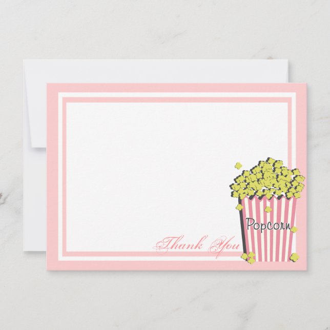 Merci de carte plat rose Popcorn (Devant)