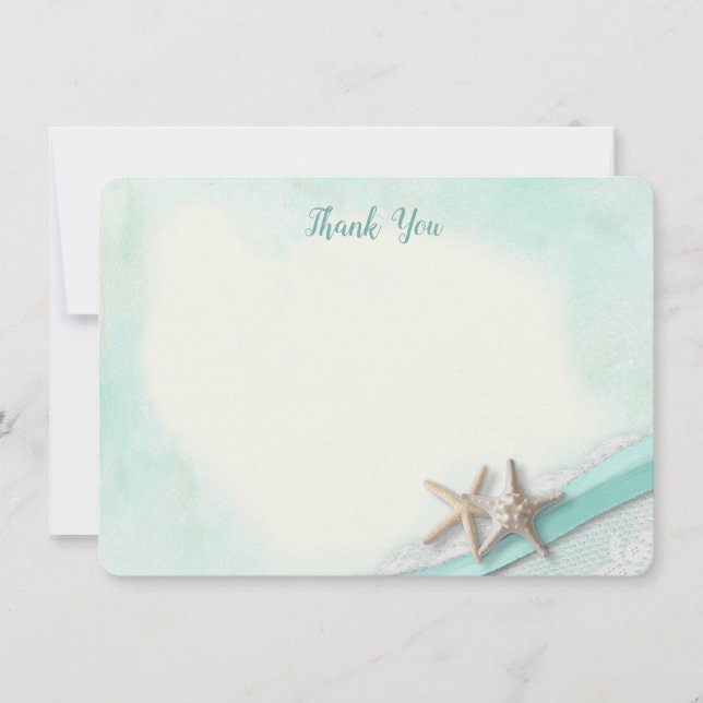 Merci de carte plat Starfish et Ribbon (Devant)