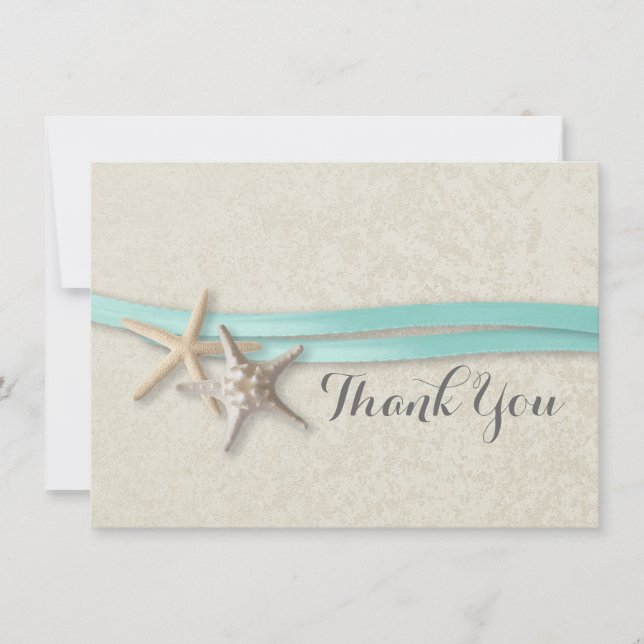 Merci de carte plat Starfish et Ribbon (Devant)