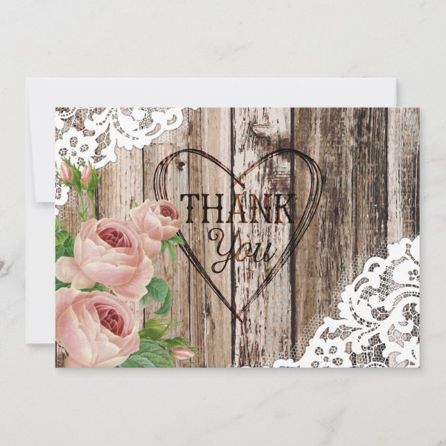 Merci de dentelle en bois rustique et de coeur de (Devant)