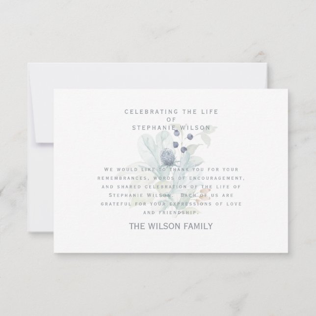 Merci de deuil Floral Blanc & Bleu (Dos)