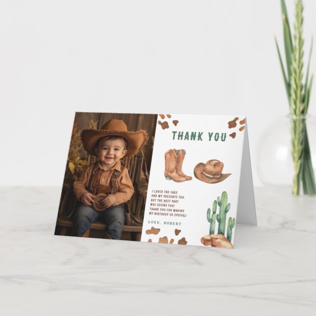 Merci de fête d'anniversaire de Little Cowboy (Devant)