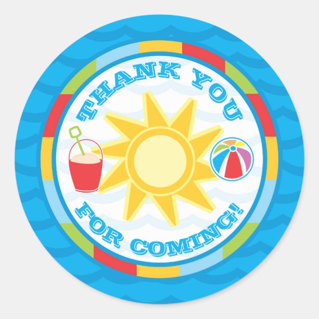 Merci de fête de la piscine Favor Sticker Étiquett (Devant)