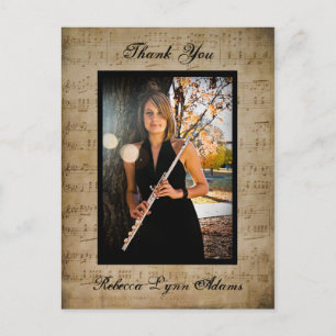 Merci de graduation en musique de feuille - Carte 