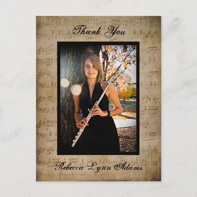 Merci de graduation en musique de feuille - Carte  (Devant)