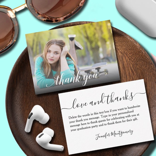 Merci de graduation photo Petite carte de note (Photo graduation thank you small flat note cards)