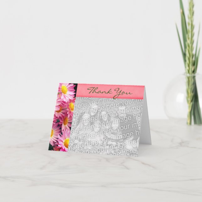 Merci de marguerites roses Carte photo (Devant)