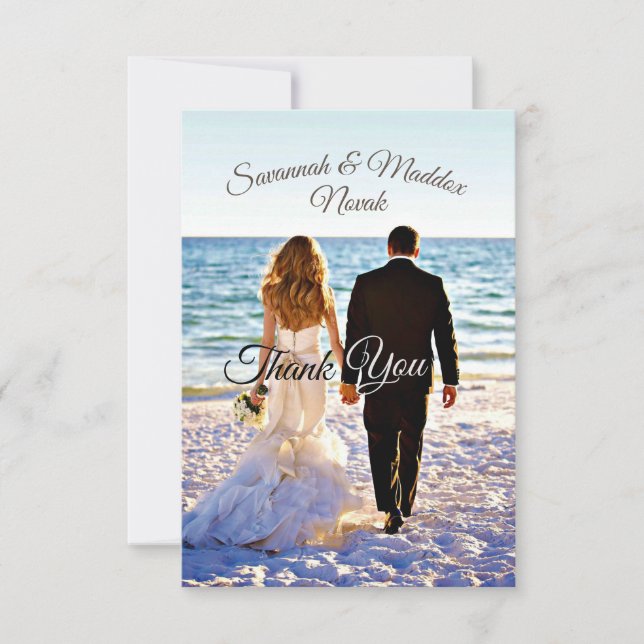 Merci de Mariage à fleurs en bois unique (Devant)