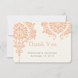 Merci de Mariage damassé de corail gris et bracele