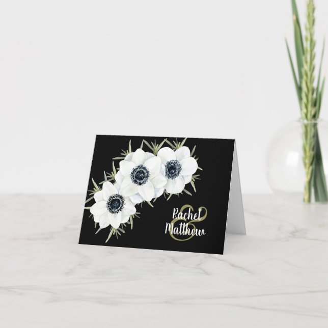 Merci de Mariage d'aquarelle de fleurs d'anémones (Devant)