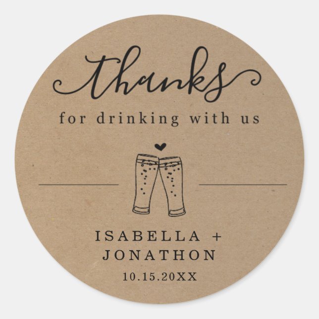 Merci de Mariage de bière amusant / Merci Sticker (Devant)