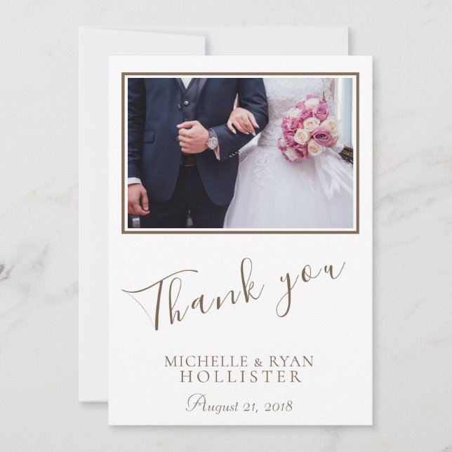 Merci de Mariage de Carte photo de message photo é (Devant)