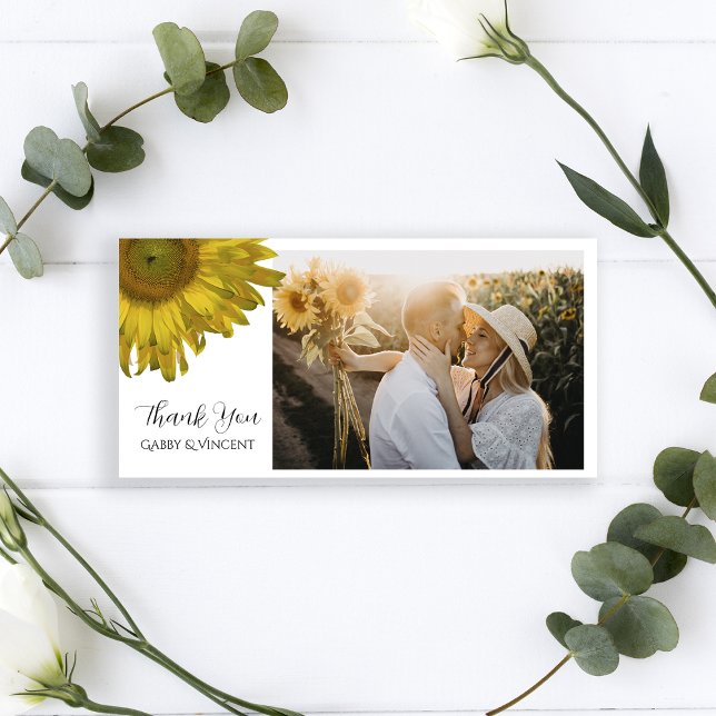Merci de Mariage de tournesol jaune Carte photo (Créateur téléchargé)