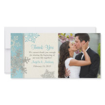 Merci de mariage d'hiver Silver Blue Snowflake