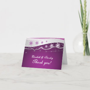 Merci de mariage d'hiver violet gris argent