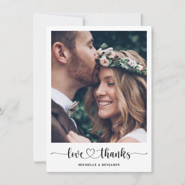 Merci de mariage élégant moderne Carte photo (Devant)