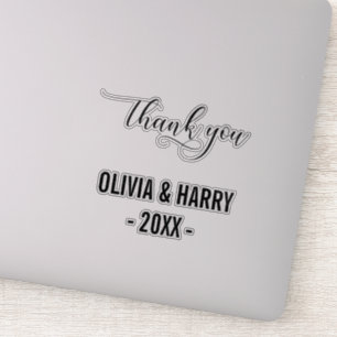 Merci de mariage et noms personnalisés Stickers de