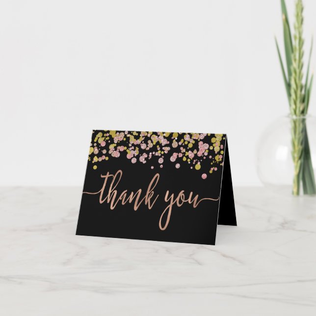 Merci de Mariage or Rose de l'étincelle Confetti (Devant)