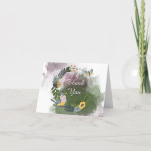 Merci de petit oiseau mignon et de papillon