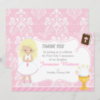 Merci de première communion de la fille de cheveux