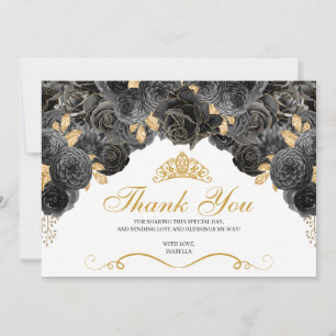 Merci de Quinceanera Floral Noir et Or