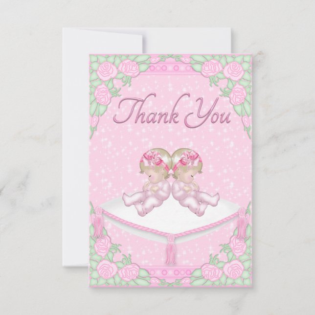 Merci de rose de filles jumelles, de coussin et de (Devant)