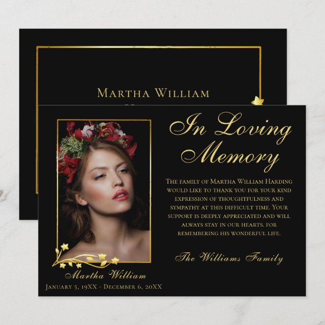 Merci de script élégant de la photo funéraire de c (Devant / Derrière)