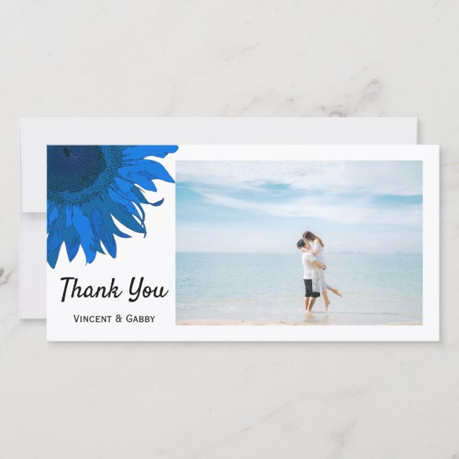 Merci de tournesol Blue Pop Art Carte photo (Devant)